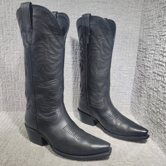 Tecovas The Annie Women's Size US 7.5 Midnight Cowhide Leather Cowgirl 14" Boots - Picture 6 of 11